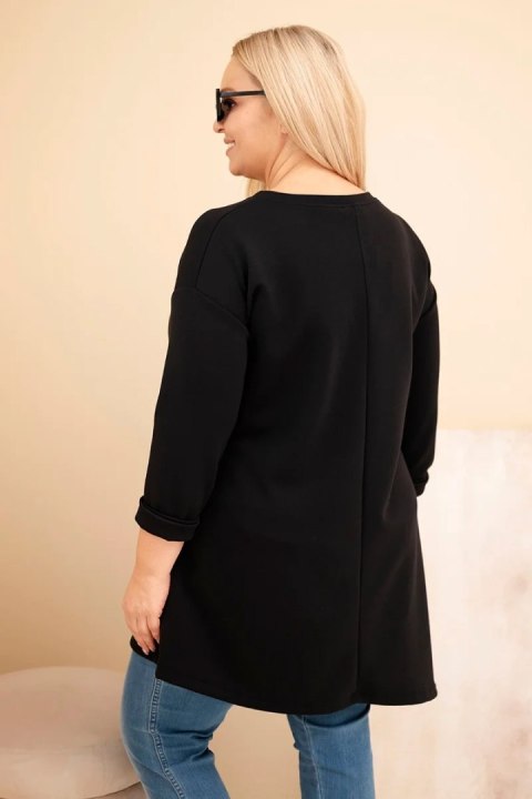 Sukienka damska Plus Size z wiskozy z luźnym fasonem i długim rękawem czarna