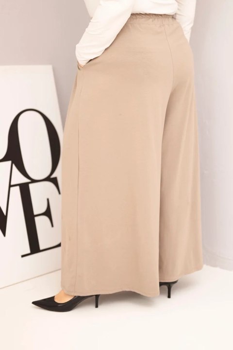 Spodnie damskie bawełniane Plus Size o szerokiej nogawce i luźnym kroju fango