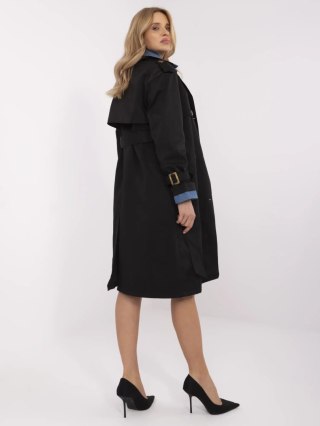 Czarny Damski Trencz z Jeansową Wstawką NM-PL-DD0370-B.00