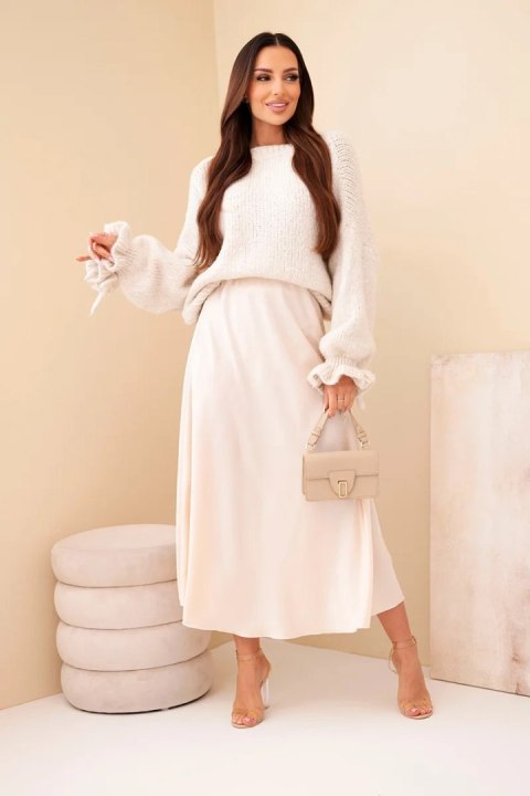 Spódnica damska wiskozowa rozkloszowana jasno-beżowa