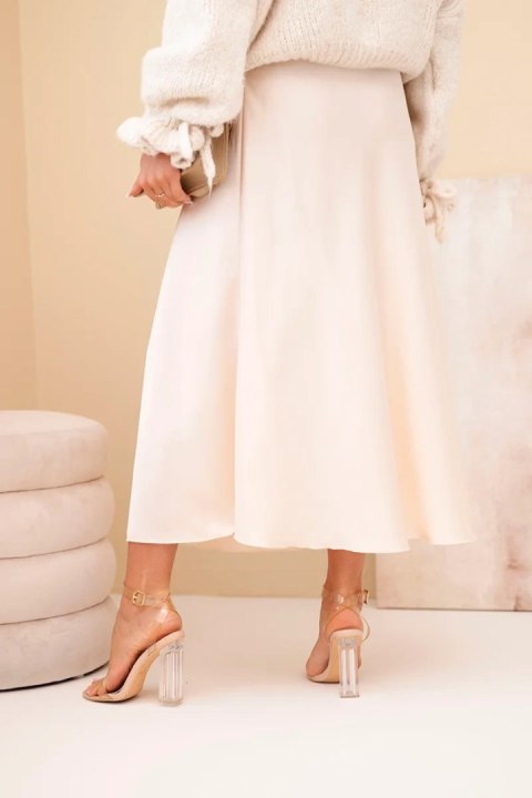 Spódnica damska wiskozowa rozkloszowana jasno-beżowa