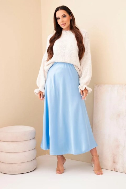 Niebieska spódnica damska wiskozowa rozkloszowana