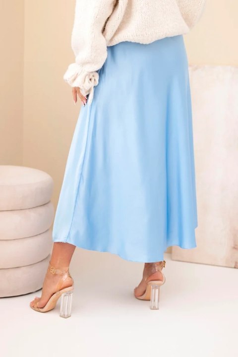 Niebieska spódnica damska wiskozowa rozkloszowana