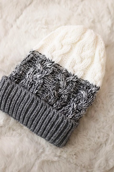 Czapka damska Samara K346 szary+czarny