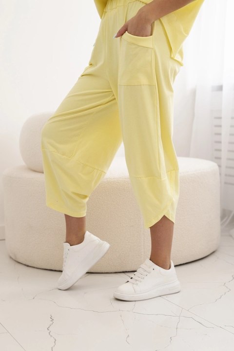 Komplet bawełniany bluzka + spodnie cytrynowy