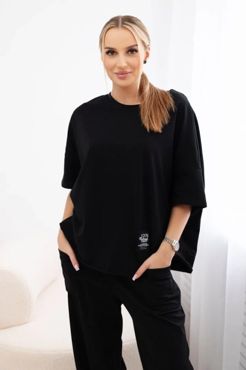 Czarny bawełniany komplet damski