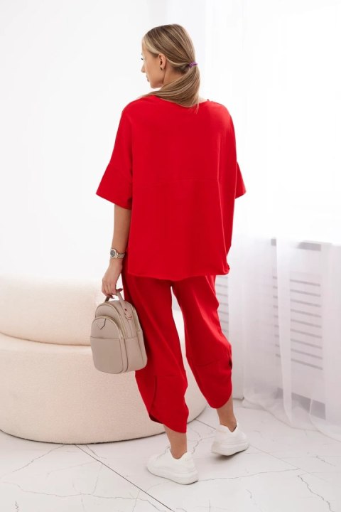 Czerwony komplet bawełniany damski