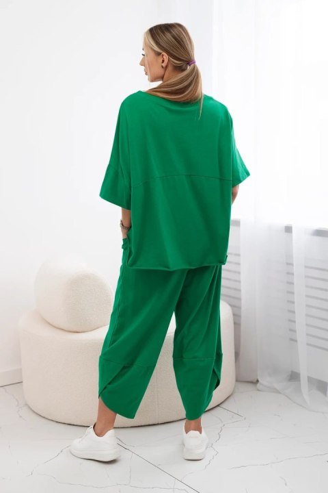 Zielony bawełniany komplet damski
