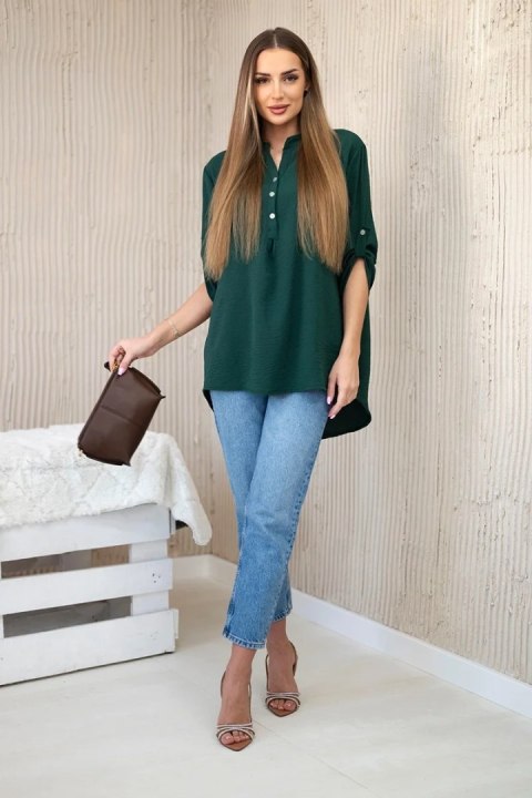 Bluzka z dłuższym tyłem ciemno zielona