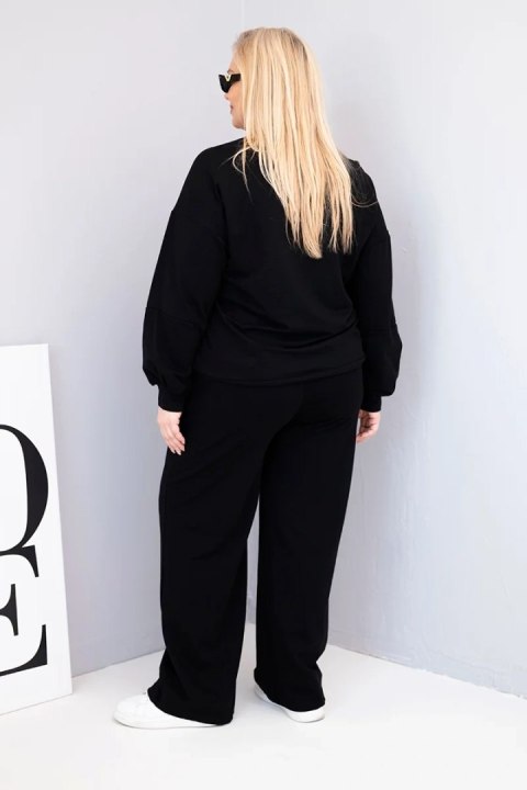 Czarny bawełniany komplet damski Plus Size