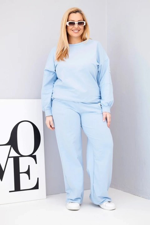 Niebieski komplet damski Plus Size bawełniany