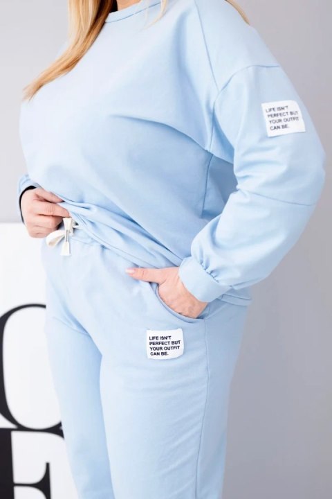 Niebieski komplet damski Plus Size bawełniany