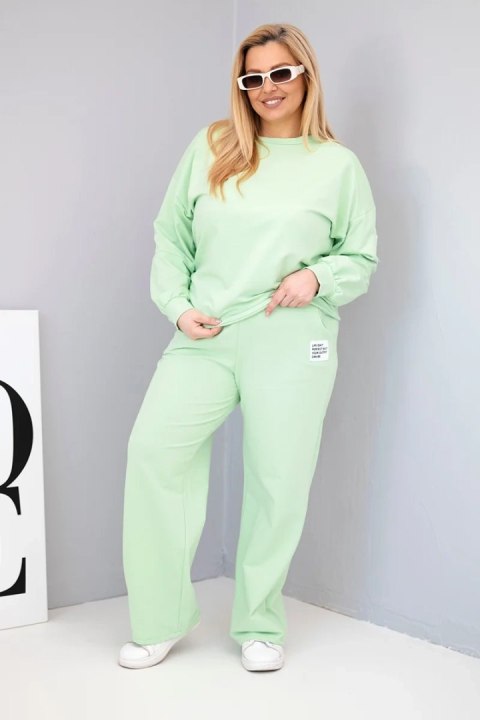 Pistacjowy komplet damski Plus Size z bawełny