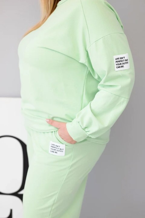 Pistacjowy komplet damski Plus Size z bawełny