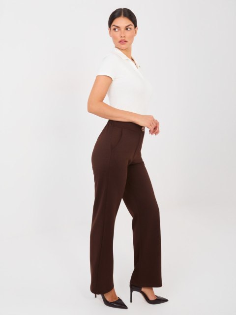 Spodnie masełko z prostymi nogawkami i wysokim stanem brązowe