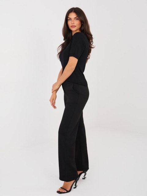 Spodnie masełko z prostymi nogawkami i wysokim stanem czarne