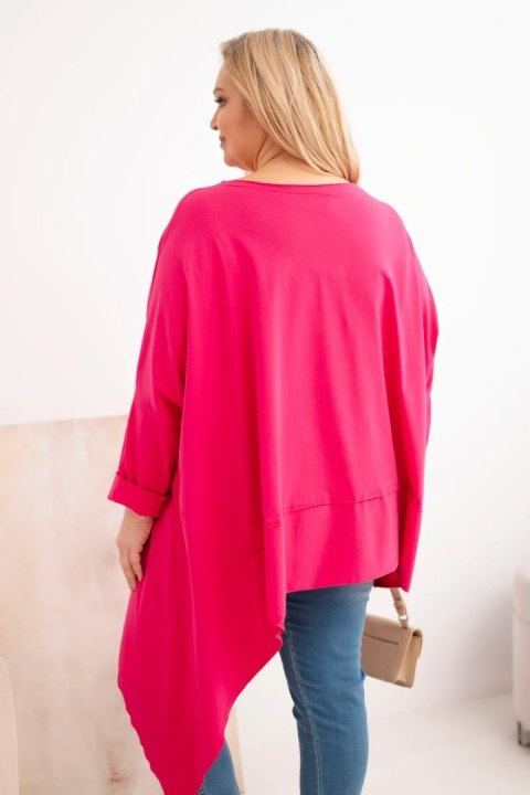 Bluza damska Plus Size z kapturem i nadrukiem fuksja