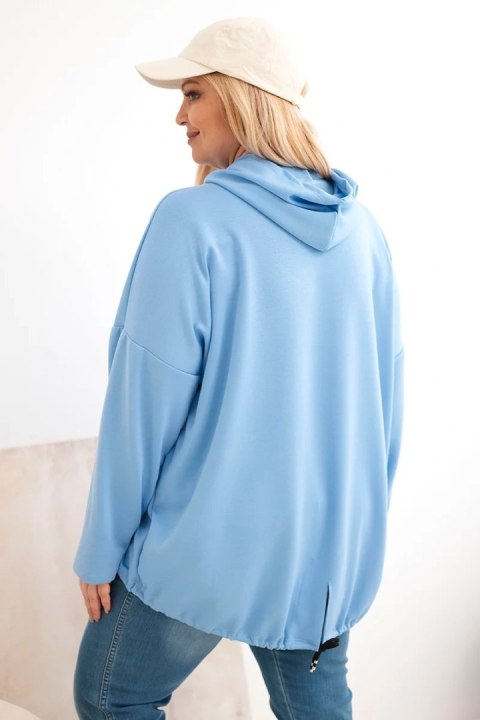 Bluza damska Plus Size z kapturem i nadrukiem niebieska