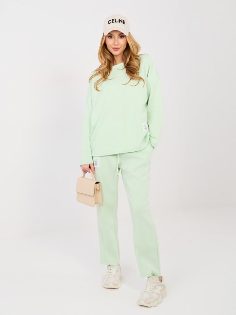 Komplet damski z naszywkami masełko miętowy