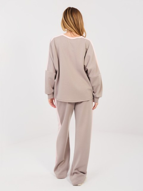 Komplet masełko  z lampasami  beżowy