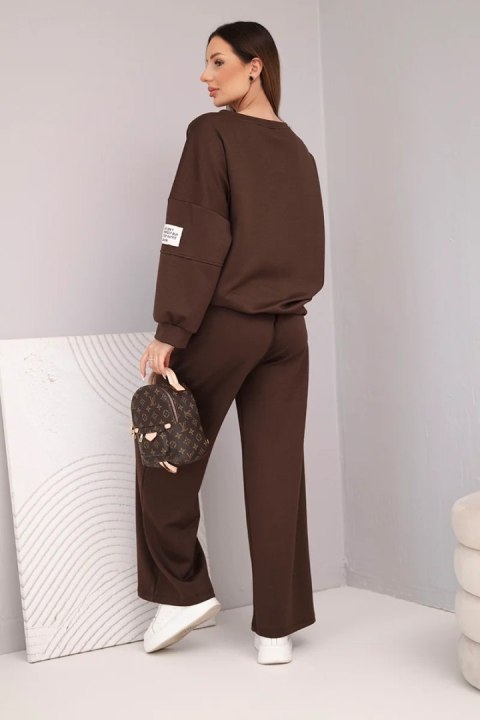 Komplet damski masełko bluza + spodnie brązowy