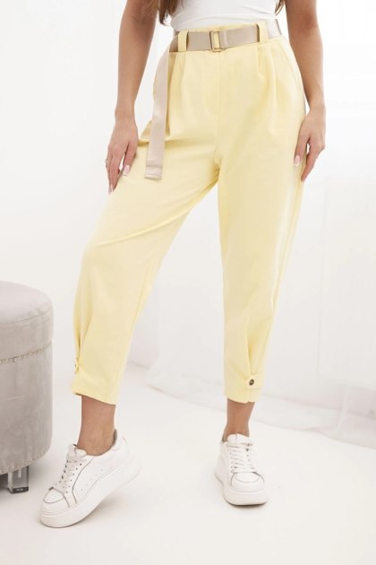 Spodnie Summer Punto z zapięciem na nogawkach żółte