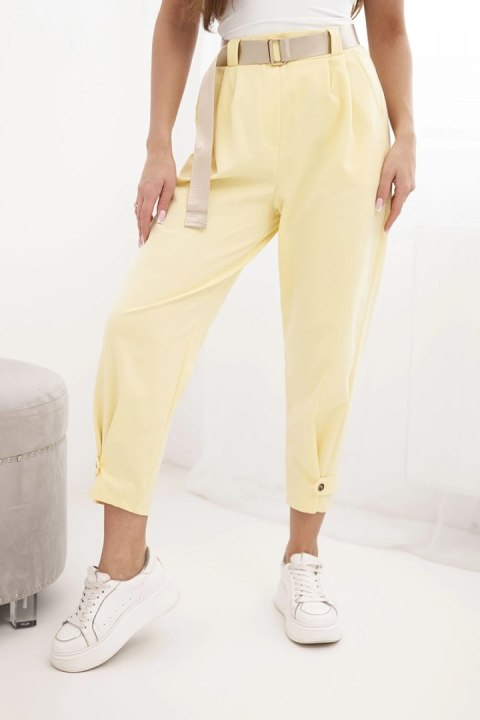 Spodnie Summer Punto z zapięciem na nogawkach żółte