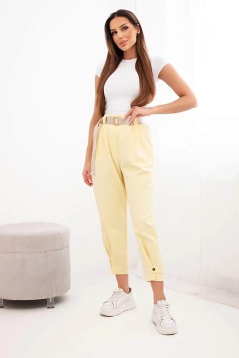 Spodnie Summer Punto z zapięciem na nogawkach żółte