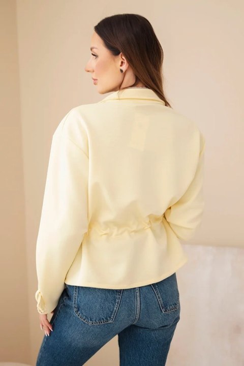 Bluza damska rozpinana masełkowa z troczkiem i kieszeniami żółta