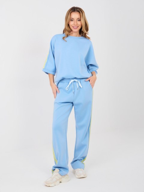 Komplet damski masełko z rękawem 3/4 i joggerami  niebieski