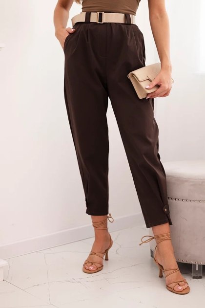 Spodnie Summer Punto z zapięciem na nogawkach brązowe
