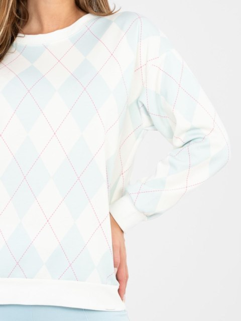 Bluza oversize masełko w geometryczne wzory ecru