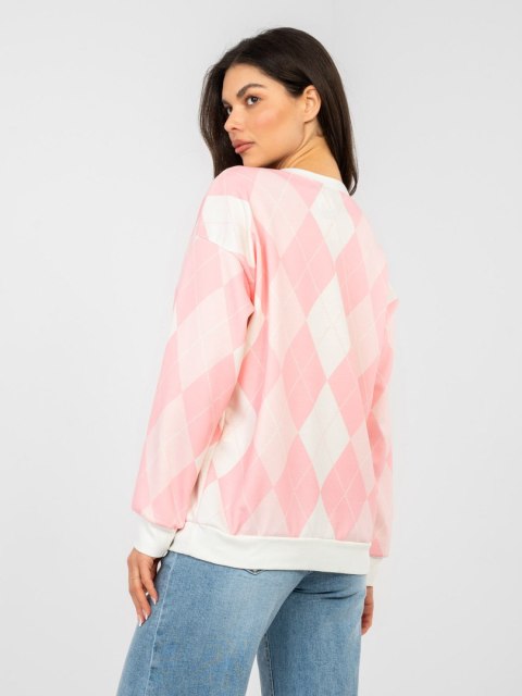Bluza oversize masełko w geometryczne wzory różowa