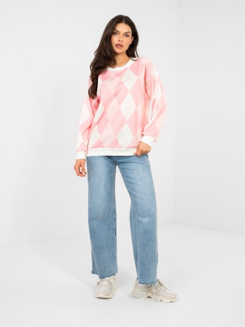 Bluza oversize masełko w geometryczne wzory różowa