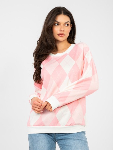 Bluza oversize masełko w geometryczne wzory różowa