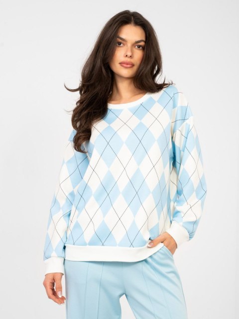 Bluza oversize masełko w geometryczne wzory niebieska