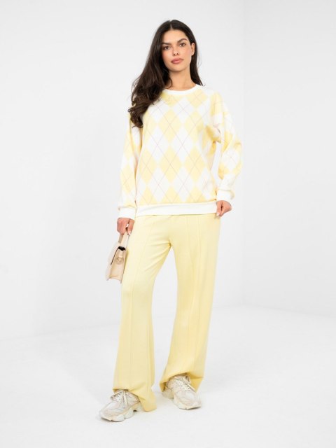 Bluza oversize masełko w geometryczne wzory żółta