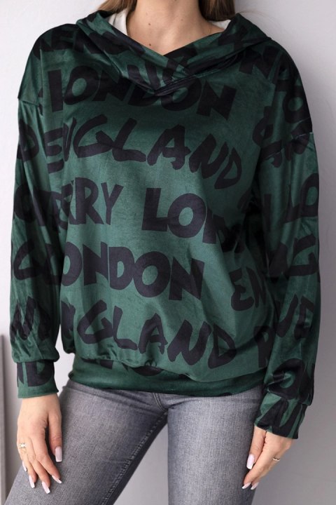 Ciemnozielona bluza damska oversize z kapturem