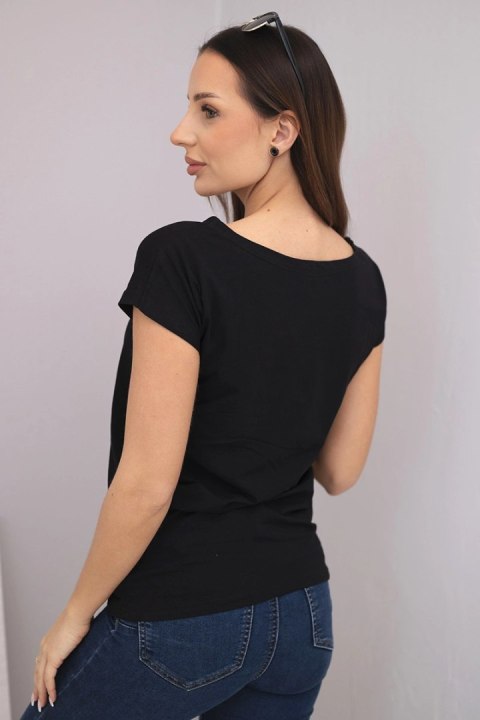 Bluzka damska bawełniana z nadrukiem CHIC czarna