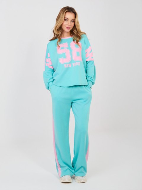 Komplet masełko  z lampasami  miętowy