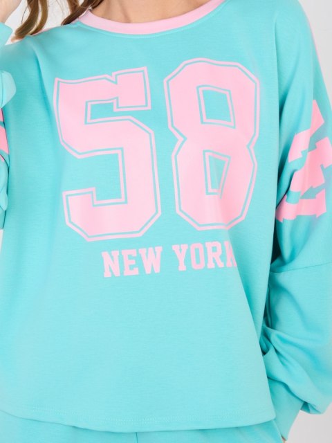 Komplet masełko  z lampasami  miętowy