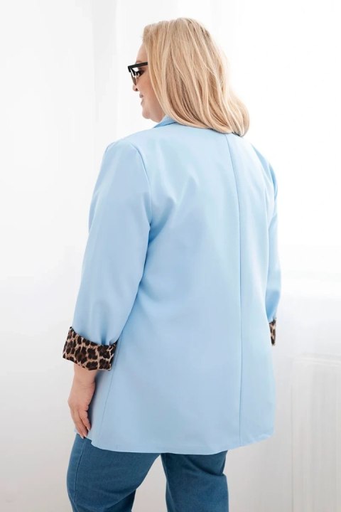 Marynarka damska Plus Size z podszewką w panterkę niebieska