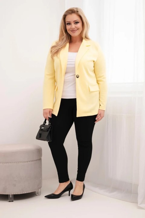 Marynarka damska z wiskozy Plus Size z długim rękawem i kołnierzem żółta