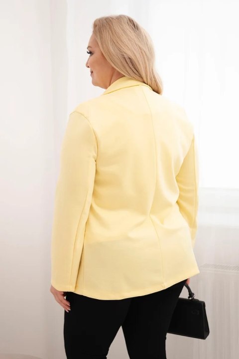 Marynarka damska z wiskozy Plus Size z długim rękawem i kołnierzem żółta