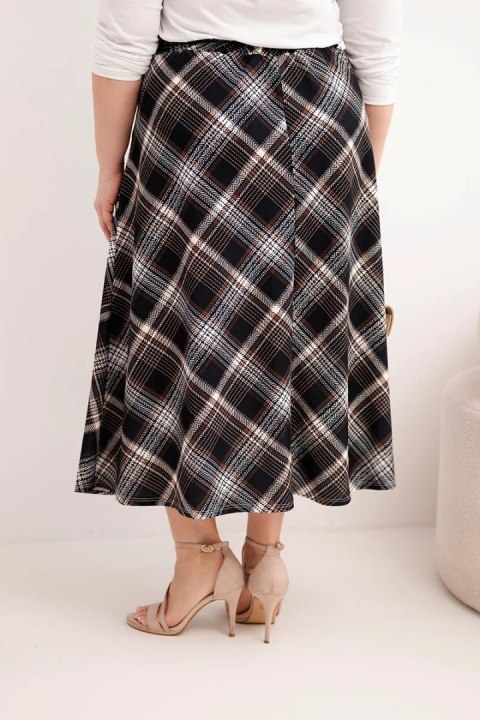 Spódnica damska Plus Size w kratę z szerokim dołem czarna