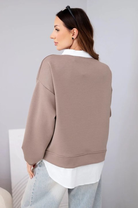 Bluza damska masełkowa z wiskozy i z koszulową wstawką fango