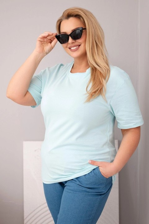 Miętowa bluzka damska bawełniana Plus Size basic