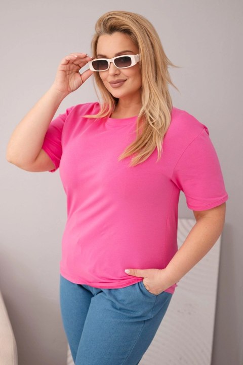 Różowa bluzka damska bawełniana Plus Size basic