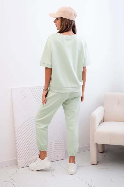 Komplet damski z wiskozy masełko jasny miętowy