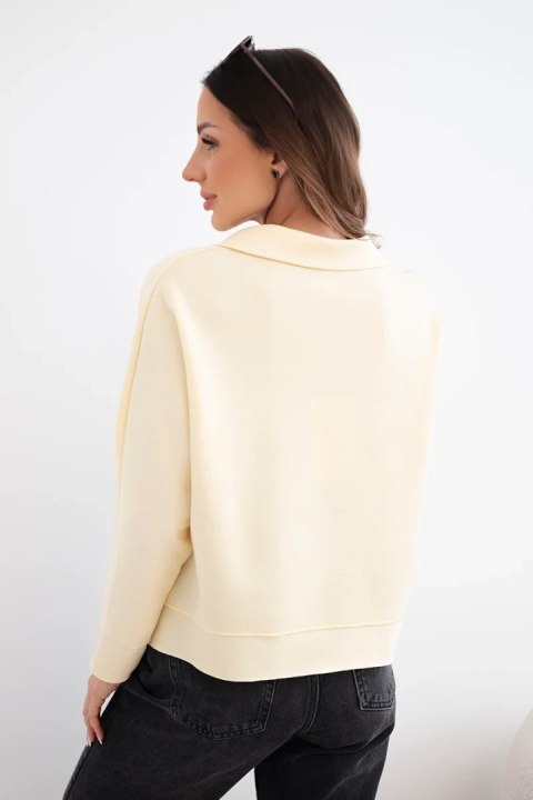 Bluza damska masełkowa z wiskozy i z kołnierzykiem i dekoltem V żółta